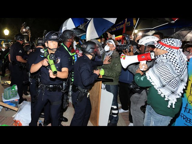 WATCH: Police confront UCLA protesters a