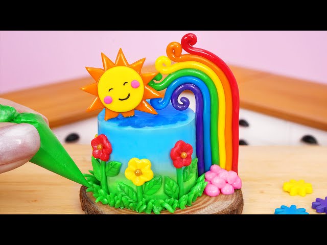 🌈 So Tasty Miniature Buttercream Rainbow Cake Decorating 🌞 | Best Rainbow Cake Recipe