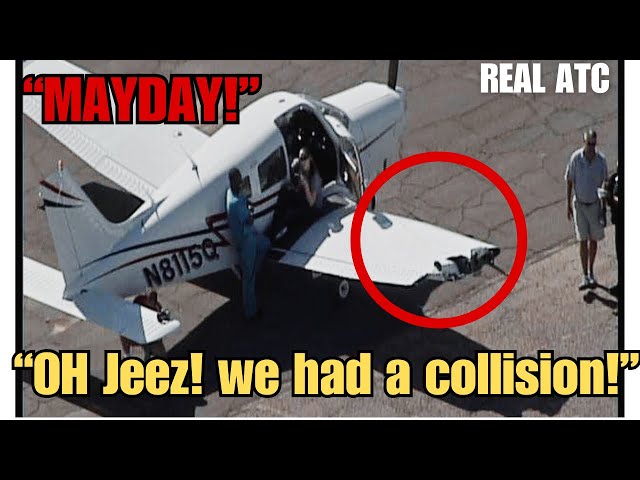 Shocking midair collision and miracle landing! #atc #aviation