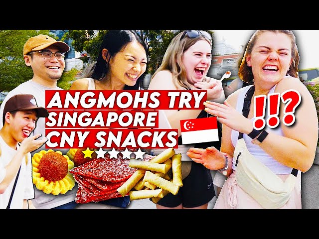Foreigners Try Singapore CNY Food for the FIRST TIME!!
