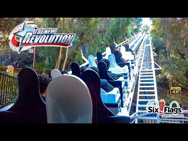 2024 The New Revolution Roller Coaster On Ride Back Row 4K POV Six Flags Magic Mountain