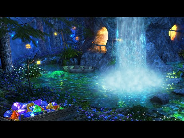 Waterfall in Fairy Tale Forest | Mystical Water Ambience for Sleep