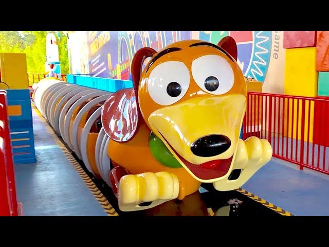 Slinky Dog Dash Roller Coaster - 3 RIDES - Front, Middle & Back Row, Toy Story Land Early Morning