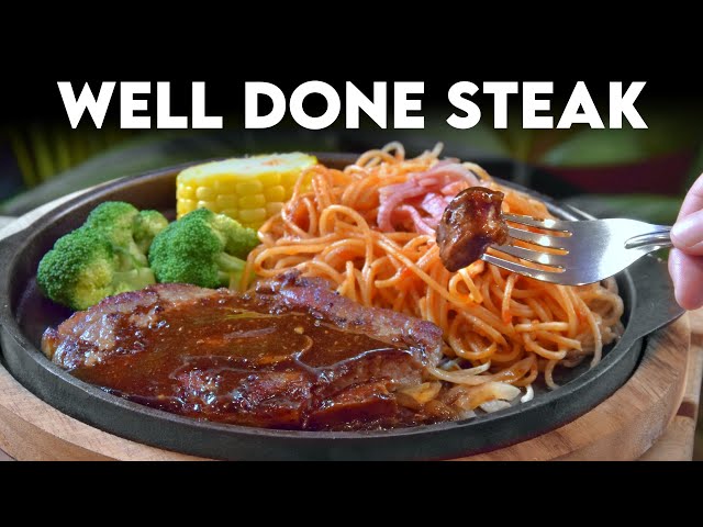 Well Done Steak with Ketchup Sauce Spaghetti (Cantonese classic)