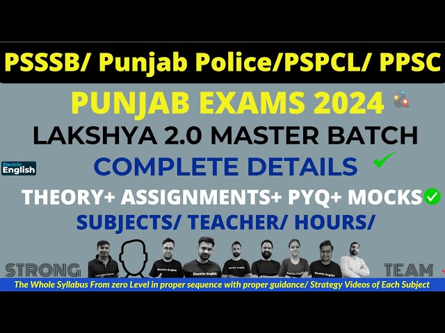 Punjab Govt Exams 2024 Online Preparation 🔴| LAKSHYA 2 BATCH COMPLETE INFO✅ Electric English