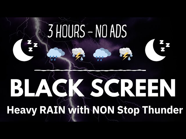 Real Thunderstorm Rain for Sleep, Relax, Study | Heavy Rain BLACK SCREEN beat insomnia, deep focus