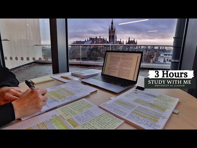 3 HOUR STUDY WITH ME at the LIBRARY | University of Glasgow Background noise, 10 min break, no music