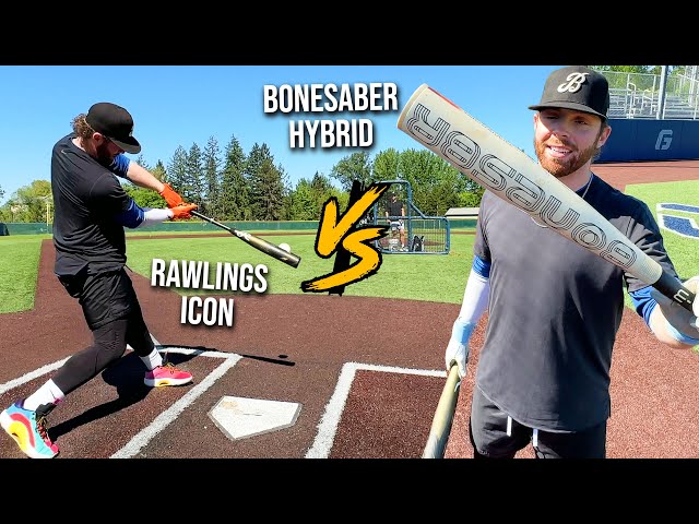 BONESABER HYBRID vs. RAWLINGS ICON | BBCOR Baseball Bat Review