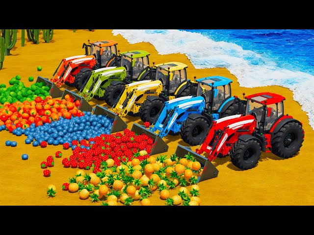 TRANSPORTING PINEAPPLES, STRAWBARRYS, ORANGES & WATERMELONES WITH JOHN DERRE TRACTORS - Fs22