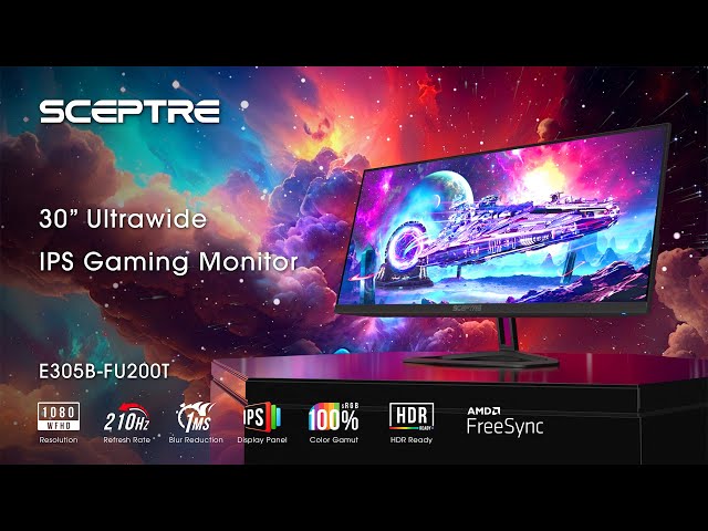Flat Ultrawide 30" IPS Panel 210hz 1ms BR 1080P Gaming Monitor: E305B-FU200T | Sceptre