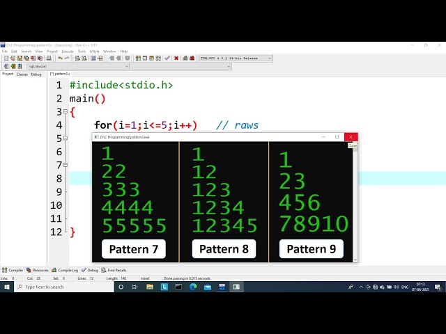 Pattern Programs in C Language - Part 3 | Number Pattern
