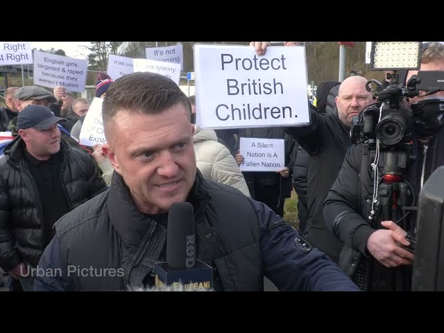 Anti-fascist protesters and Tommy Robinson supporters face off in Telford