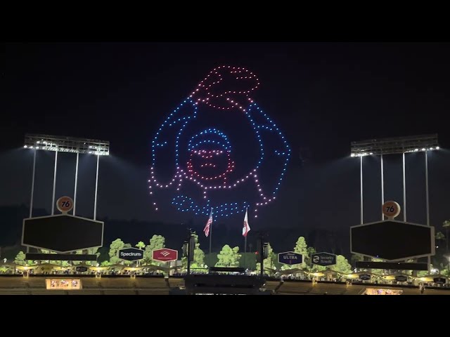 Amazing drone show to celebrate Fernando Valenzuela's jersey retirement at Dodger Stadium