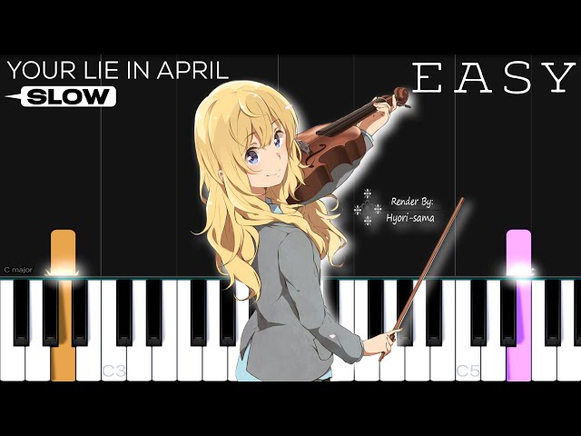 Hikaru Nara - Shigatsu wa Kimi no Uso OP (Your Lie In April) | SLOW EASY Piano Tutorial