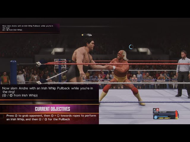 WWE 2K24 Slam Andre with an Irish Whip Pullback while you are in the ring