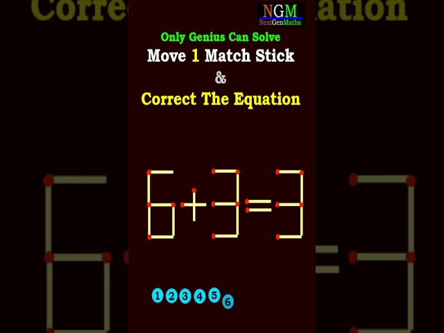 #shorts #trending #matchstick  PUZZLE 111 Move 1 Match Stick & Correct The Equation