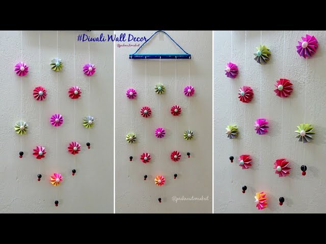 DIY wall decoration idea | how to make easy paper wall hanging for diwali decoration