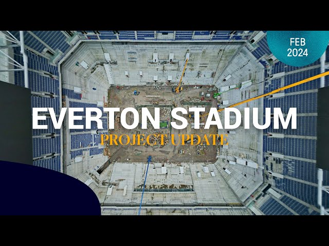 STRUCTURAL WORK COMPLETE! | Final concrete terracing panel installed at Everton Stadium