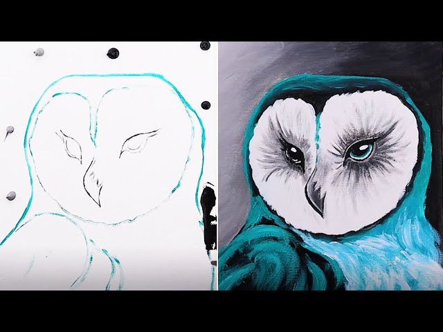 How to Painting Owl in 3 Minutes Step by Step for beginners 😍 | Acrylic Painting Techniques