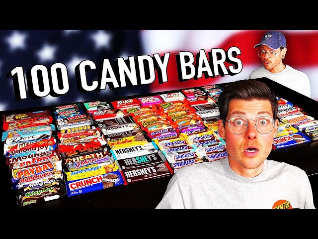 THE 100 AMERICAN CANDY BARS CHALLENGE! | 24,000 Calories