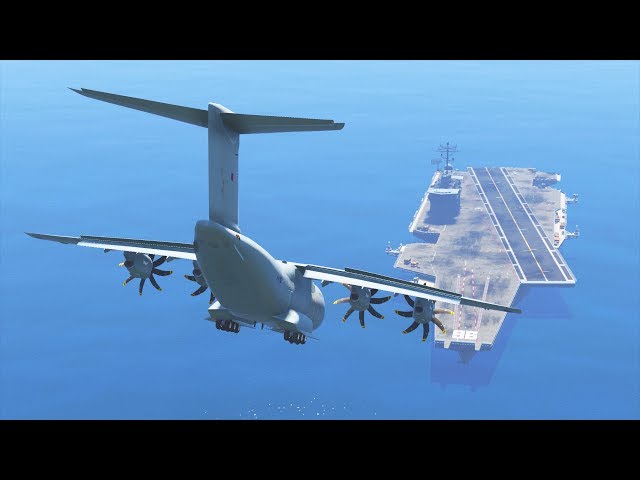 GTA 5 - LANDING GIGANTIC RAF A400 ON THE AIRCRAFT CARRIER (GTA 5 Funny Moment)