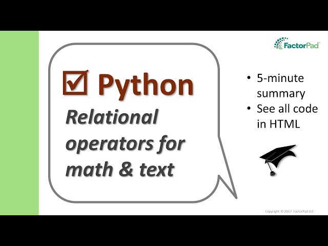 Python relational operators for math and text | Python for Beginners