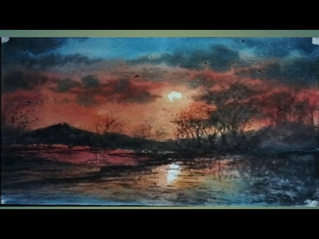 Create a Stunning Watercolor Cloudy Sunset Painting