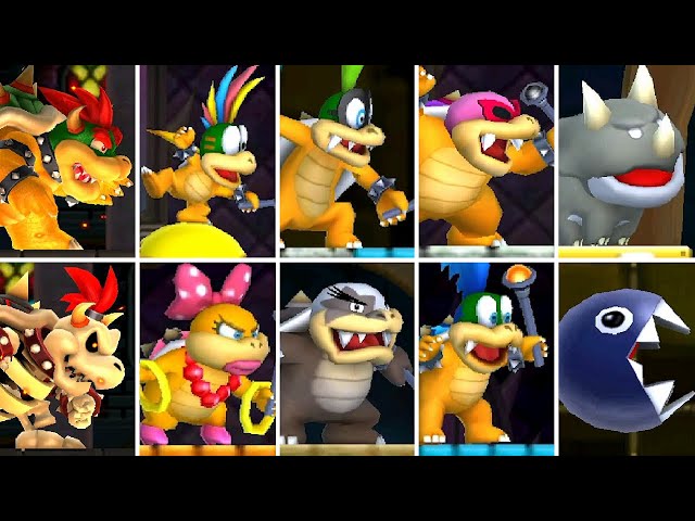 New Super Mario Bros. 2 (3DS) - All Koopaling & Bowser Boss Fights