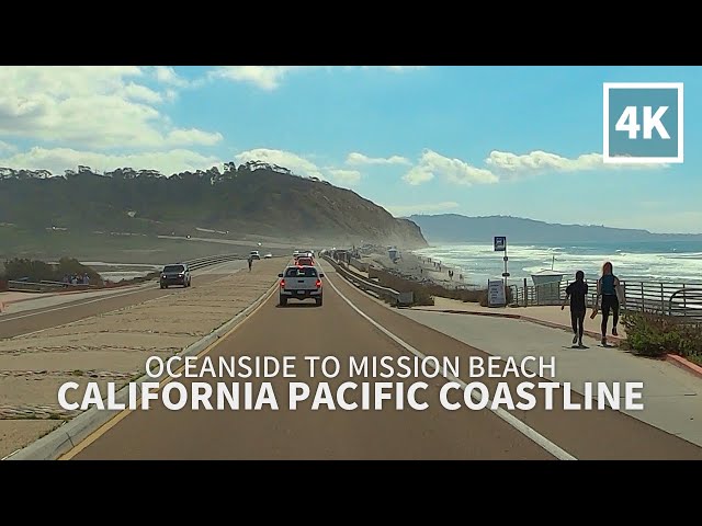 [Full Version] Driving California Pacific Coastline from Oceanside to Mission Beach, San Diego, 4K