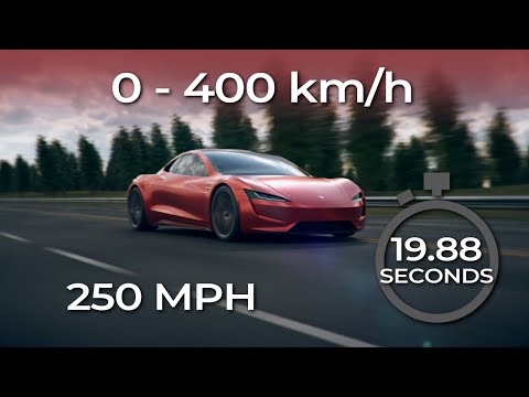 TESLA ROADSTER - Acceleration 0-400 km/h (250 MPH)