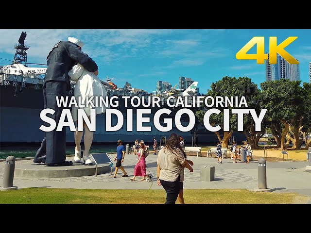 [Full Version] Walking City of San Diego, Downtown, Seaport Village, Bayshore, California, USA - 4K