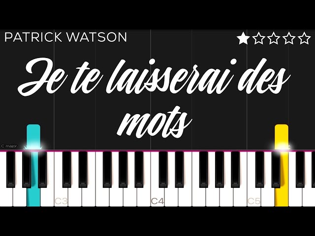 Patrick Watson -  Je te laisserai des mots | EASY Piano Tutorial