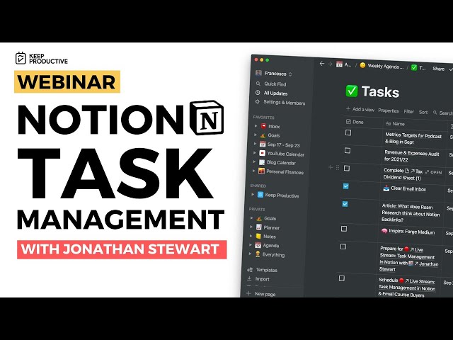 Notion Task & Project Management Workshop with Jonathan Stewart