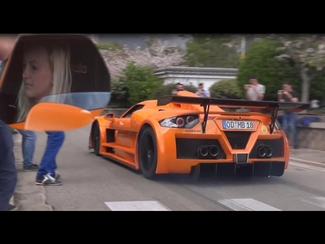 HOT CHICK hooning around with Gumpert Apollo S - BURNOUTS & POWERSLIDE