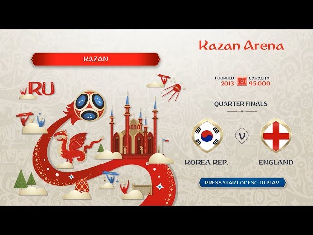 FIFA 18 RUSSIA WORLD CUP MODE QUARTERFINAL SOUTH KOREA vs ENGLAND FULL 4K Vamos Korea!!