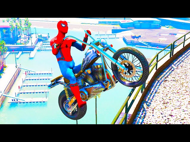 GTA 5 Spiderman Epic Jumps Compilation (Spider-Man vs Biggest Ramp in GTA V)