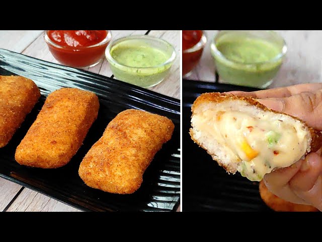 Crispy Cheesy Bread Pockets In Kadhai Within 10 Mins|Lunchbox Recipes For Kids|Easy Evening Snacks