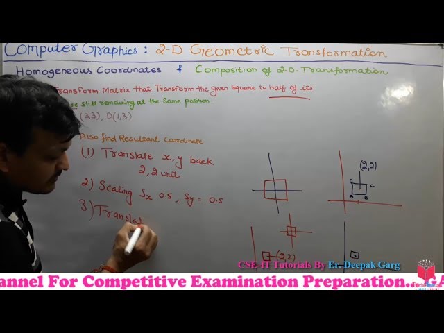 45- Numerical- Homogeneous Coordinate - Composition Of 2d Transformation In Computer Graphics Hindi
