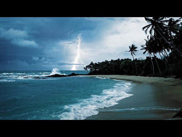 Rain, Thunder & Ocean Sounds | White Noise for Sleep or Studying | 10 Hours