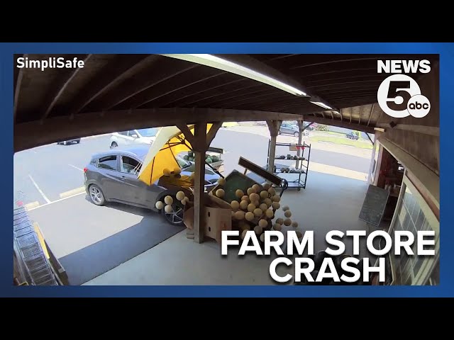 VIDEO: 83-year-old woman crashes into Avon farm store, runs over employee