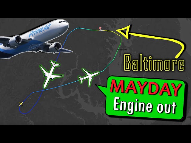 Prime Air B767 has ENGINE FAILURE AFTER DEPARTURE | Emergency Return to Baltimore