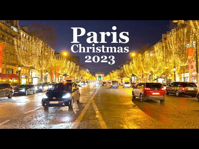 Paris New year 2024 - HDR walk in Paris Champs Elysées | Christmas walk in Paris - 4K HDR 60 fps