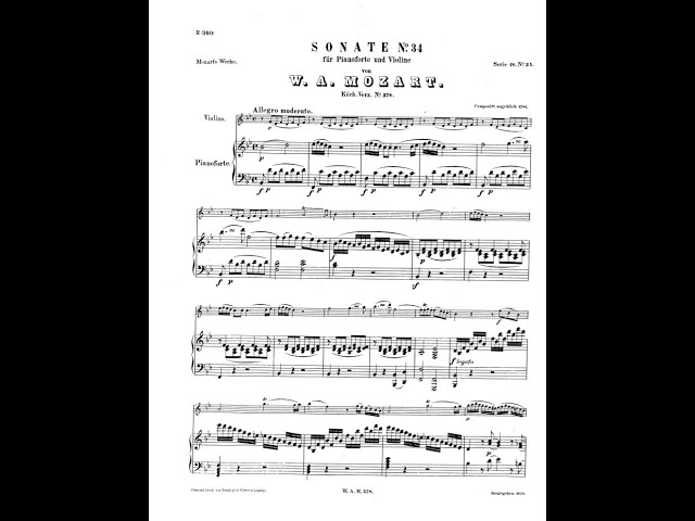 Mozart Violin Sonata No.26, B-flat Major K 378 - Allegro Moderato (Piano Accompaniment)