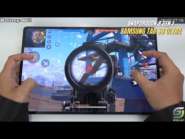 Samsung Tab S8 Ultra test game Free Fire