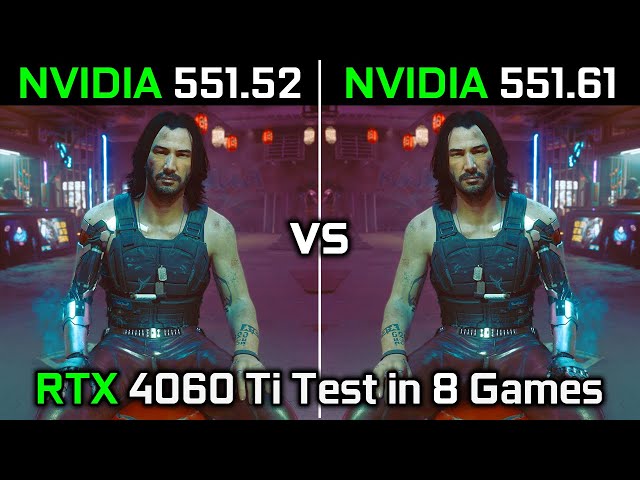 Nvidia Drivers (551.52 vs 551.61) RTX 4060 Ti Test in 8 Games 2024
