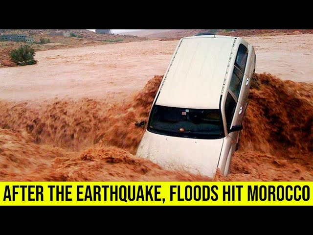 After the earthquake, Torrential floods sweep the Midelt region in Morocco.