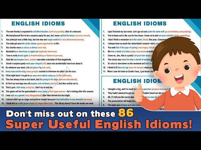 Learn 86 Super Useful English Idioms in 30 Minutes