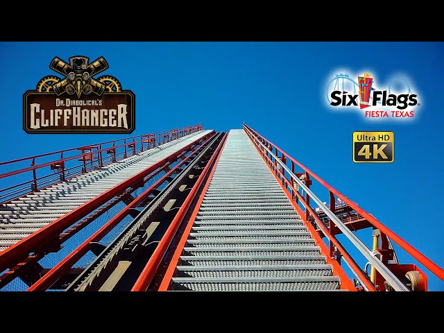 2024 Dr Diabolical's Cliffhanger Roller Coaster On Ride Front Seat 4K POV Six Flags Fiesta Texas
