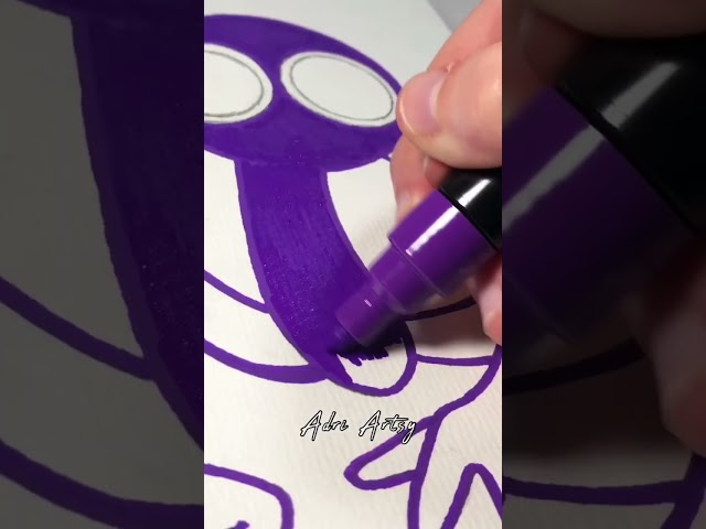 Drawing Purple from Roblox Rainbow Friends with Posca Markers! #shorts