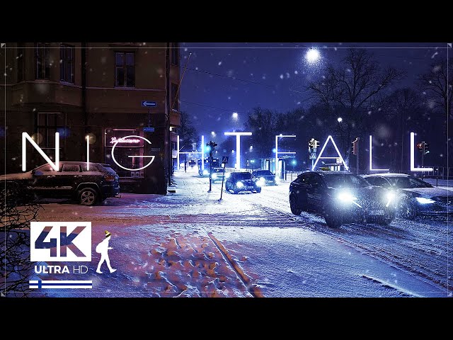 3 Hours of Deep Snowfall Night Walks in Finland - Slow TV 4K